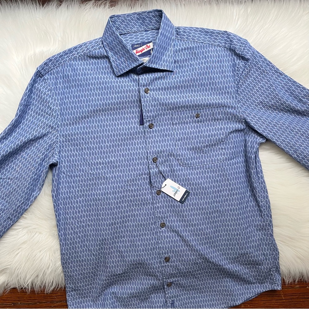 Johnnie-O Finley Hangin’ Out Button Up Shirt Mens Small Laguna Blue